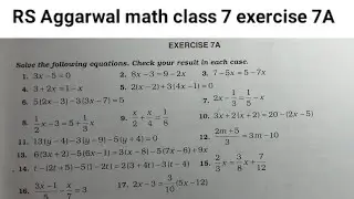 RS Aggarwal math class 7 exercise 7A solutions ।। Class 7 exercise 7A RS Aggarwal math