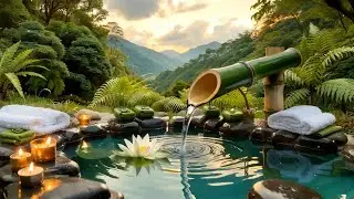 Healing Piano Melodies and Bamboo Water Ambience 🌌 Night Therapy, Spa and Relaxation