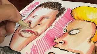 DRAWING BEAVIS & BUTTHEAD TIME-LAPSE IN ALCOHOL MARKERS