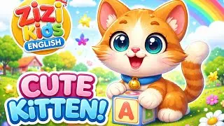 The Cute Little Cat 🐱 | Nursery Rhymes for Kids | Meow Meow Song | ZiZi Kids English