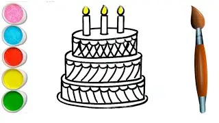 Cute Cake drawing for beginners | How to draw birthday cake | Coloring & Painting toddler #cake