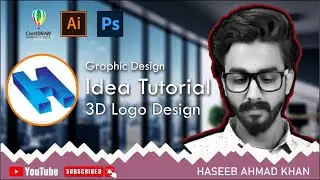 3d logo design H letter