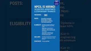 NPCIL Scientific Assistant & Stipendiary Trainee Recruitment 2025 | #job