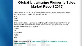 2017 Global Ultramarine Pigments Sales Market Trends up to 2022: ReportsWeb