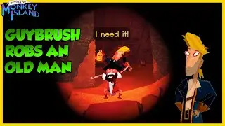 Guybush robs old man Herman Toothrot [Return to Monkey Island]