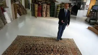Authentic 19th Century Persian Kirman Botanic Handmade Wool Rug BB5571