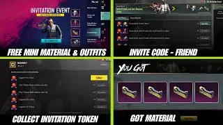 😍 Free Mini Material & Outfit | BGMI New Invitation Event | How To Invite & Collect Invitation Token