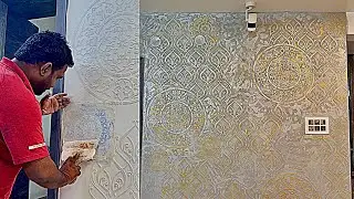 Creative Wall Texture stencil Design | how to make a Wall Texture design