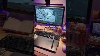 Late night work, 3D abstract art + Cozy Desk setup 🔮✨ #desksetup #desktop #deskinspiration #artist