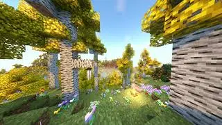 Minecraft 1 Hour Ambience  - Bonfire - Wind Chime - Birds - Autumnal Birch Forest - Nature Sounds