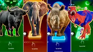 🦖 The Buffalo vs The Mammoth vs The Rhinoceros vs T-Rex Spider Man | Coffin Dance 🪩