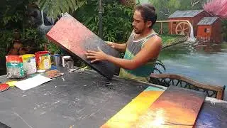 Pintado de un cuadro estilo “Trípticos”