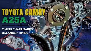 Toyota Camry A25A Engine Timing Chain Marks | Crankshaft Balancer Setup