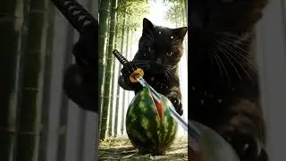 Epic Samurai Cat vs Watermelon 🍉⚔️ | Cinematic Animal Short