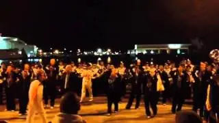 Kent State band performs fight song during fireworks at ral