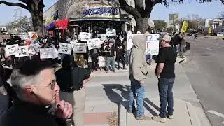 Anti-drag and counter protesters outside BuzzBrews Lakewood