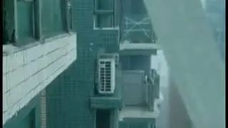 The movement of a building during high wind