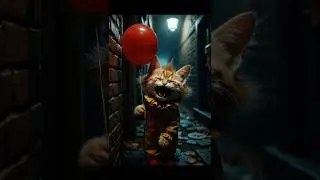 😸🙀Happy Halloween Kitten Pennywise #halloween2024 #pennywise #funnycats #catshorts #aicat