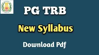 PG TRB New Syllabus Download Pdf