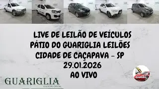 LIVE DE LEILÃO DE VEÍCULOS NO PÁTIO DO GUARIGLIA LEILÕES DO DIA 29.01.2026