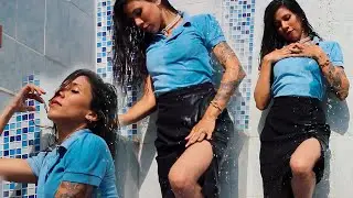 School Girl getting a Shower VLOG #wetlook #pool #video