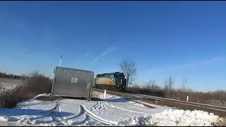 VIA 50 and 60 J- train flying through the snow with some snow hitting me in the face!