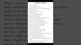 Poetic Words✅ #new #reels #shortsfeed #vocabulary #learningenglish #education #shorts #literature