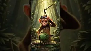 Little monkey surprised all the animals by building a helicopter