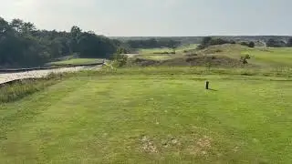 Peter tees off on the par 5, eleventh hole at Noordwijkse