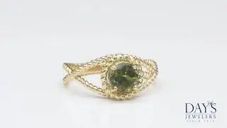 Maine Green Tourmaline Rope Ring in 14kt Yellow Gold