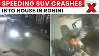 Rohini Road Accident: CCTV Shows SUV Ramming Into Delhi Home; Elderly Woman Rescued Just in Time
