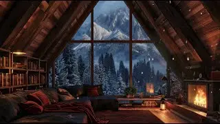 Calm Winter Room Ambience 🔥 Fireplace & Snowfall Sounds for Stress Relief & Concentration