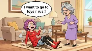childish Mom wants to go to Toys r Us/throws a huge baby meltdown/poops herself/ gets grounded
