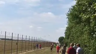 President Donald Trump landing in Air Force One at Stansted Airport, UK on Friday 13th July 2018