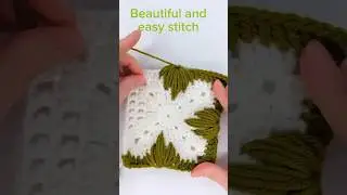 beautiful and easy stitch pattern/crochet granny square pattern #like #crochet #grannysquare #leaf
