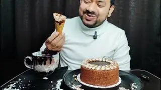 New year’s first  video eating chocolate cake,ice cream, hot chocolate#mukbang#2026