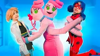 &iexcl;Ladybug vs Mami Piernas Largas! Animatronic Mommy Huggy Wuggy en la vida real poppy playtime 2!