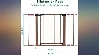 Babelio Metal Baby Gate with Wood Pattern, 29-40