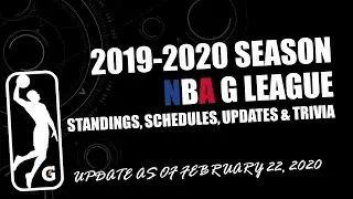 NBA G LEAGUE 2019-20 Season Standings, Schedules, Updates and Trivia as of Feb.  22, 2020