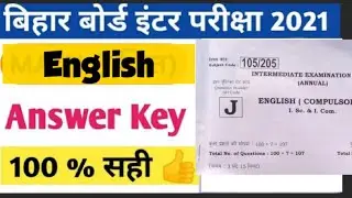 Bihar Board 12th(Inter) English(Science) Objective Answer Key Set J 2021