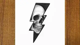 Drawing of a skull in lightning || How to draw a skull