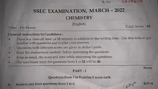 SSLC CHEMISTRY Exam | 2022 exam answer key