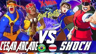 X-Men Vs Street Fighter:🔥Cesar Arcade Vs shock2🔥| High Level Gameplay.
