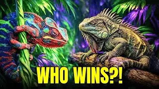 CHAMELEONS vs IGUANAS - Who Wins This Treetop Color War?!