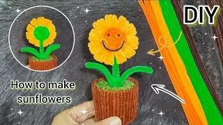 DIY Flowers - How to make sunflowers in pots with pipe cleaners | Pipe cleaner flowers | flower pot