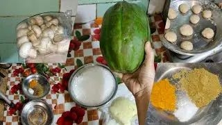mashroom, kacche papite ka halwa 😋 or roti