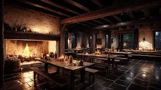 Cozy Welsh Cottage Pub [4K] 17th Century Fireplace & Rain | Relaxing Medieval Music