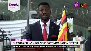 NUP's Robert Kyagulanyi Ssentamu delivers a post-nomination speech.