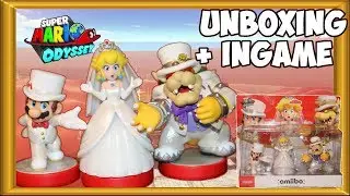 Super Mario Odyssey 3Pak Unboxing + Ingame functionality - Wedding Amiibo Mario, Peach and Bowser