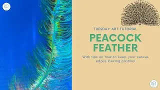 [#19] Peacock FEATHER Acrylic Dutch Pour Painting ~ BRILLIANT Colors!